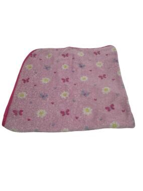 Pink Daisy Butterfly Baby Girl Blanket Floral Heart Purple Flower